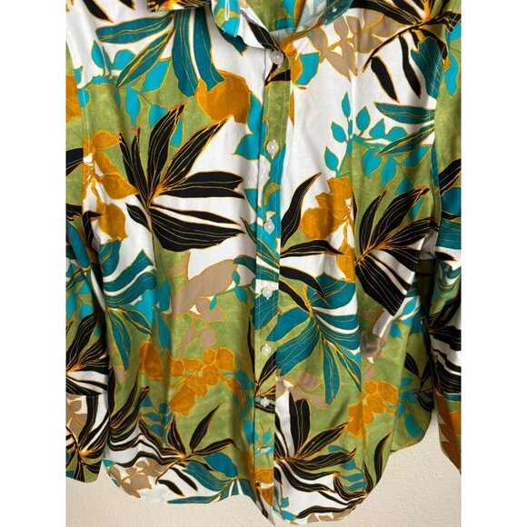 Chico's Women's Button down shirt Stretch Palms 3/4 sleeves colorful Size 18 - Picture 9 of 13